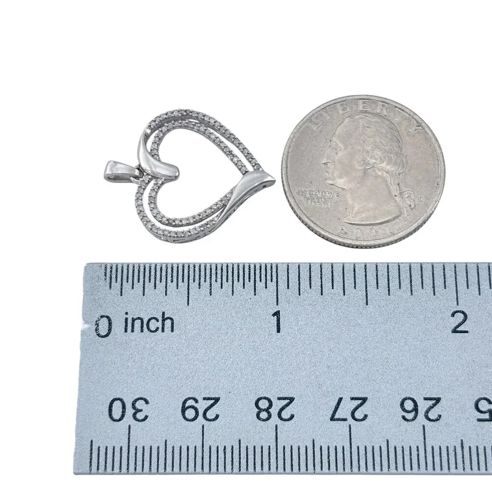 Vintage Sterling Silver 925 0.5ctw Diamond (Missing One) Heart Pendant